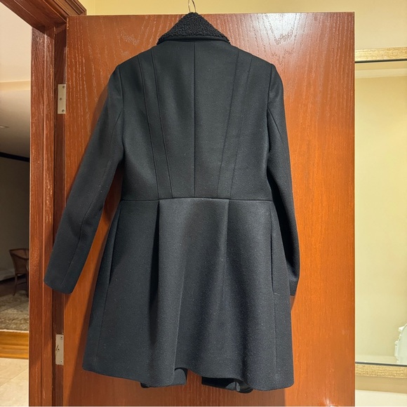 Maje Women’s Black Wool Coat with fur collar - Size 40 - Picture 6 of 6